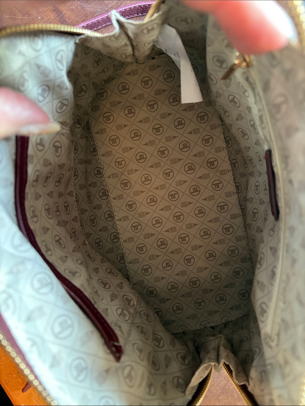 London Fog Wine Red Dome Satchel with Pearl Charm - Picture 6 of 6